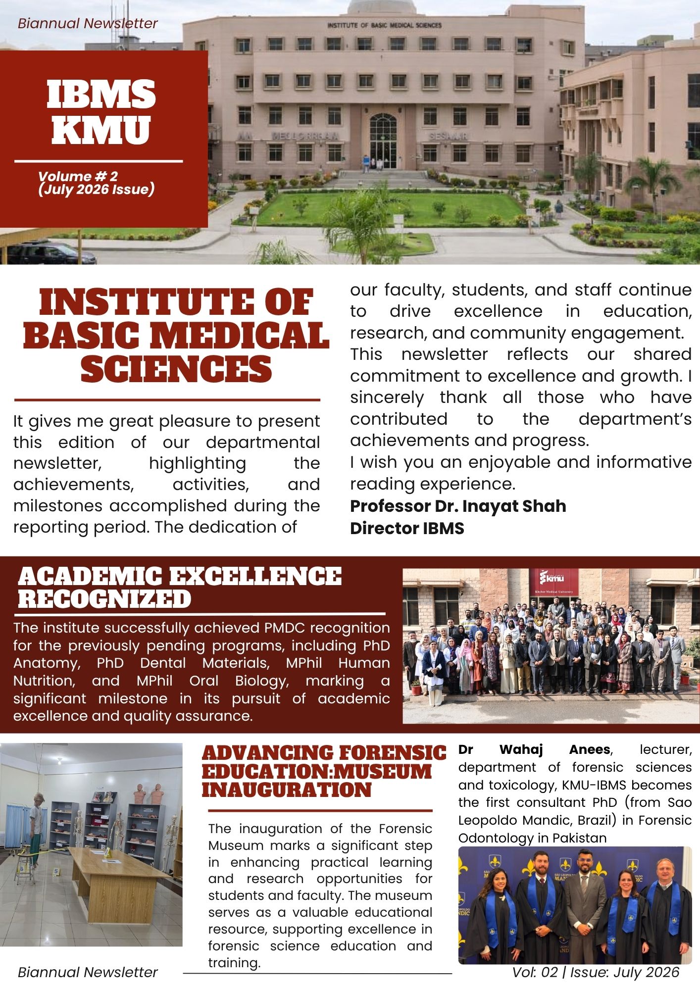 Volume no. 2 (July 2026 issue) of the IBMS-KMU Newsletter has been officially released
